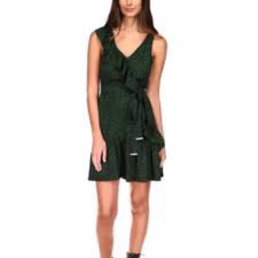 NWT Michael Michael Kors Ruffled Faux-Wrap Dress animal print